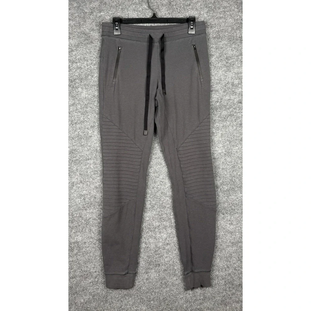 ALO Yoga Pants Urban Moto Joggers Women's Medium Gray Zipper Pockets Drawstring